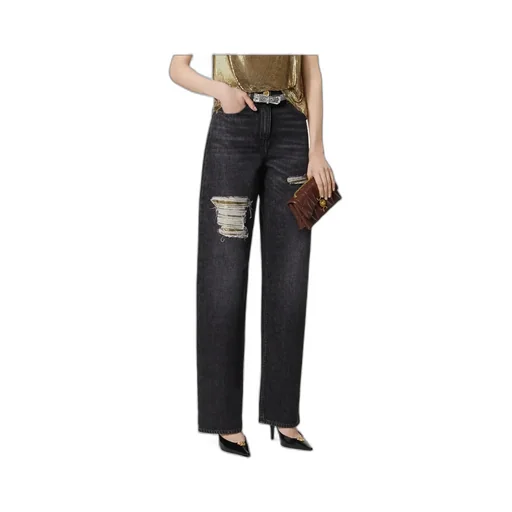 Versace Distressed Straight-Leg Jeans