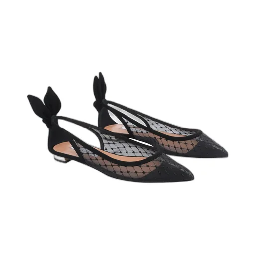 Aquazzura Bow Tie Net Ballet Flats