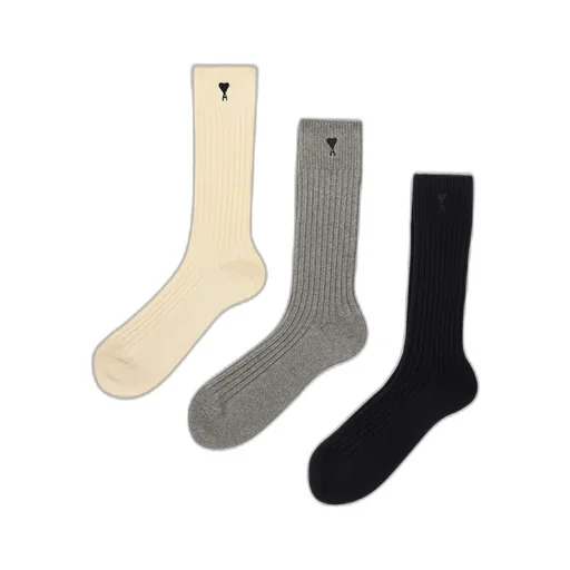 Ami Paris Ami De Coeur Three Pack Socks