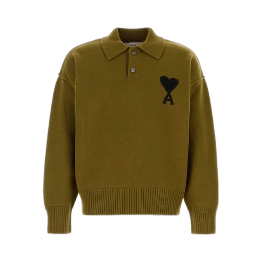 Ami Paris Ami De Coeur Ribbed Hem Polo Shirt