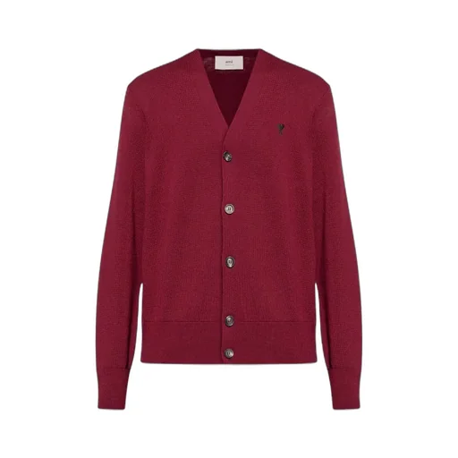 Ami Paris Logo Embroidered V-Neck Cardigan
