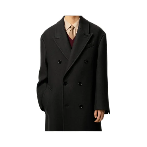 Ami Paris Double-Breasted Mid-Length Coat