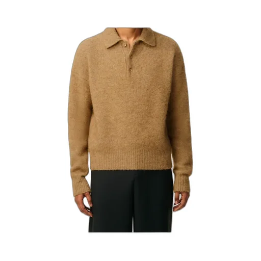 Ami Paris Logo Embroidered Long-Sleeved Polo Shirt