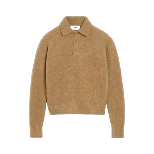 Ami Paris Logo Embroidered Long-Sleeved Polo Shirt
