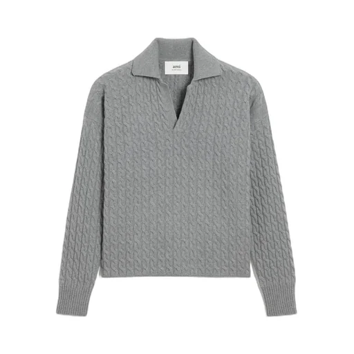 Ami Paris Cable Knitted Polo