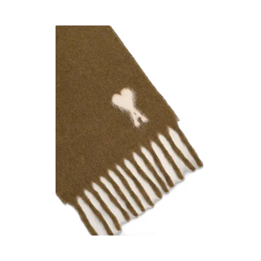 Ami Paris Ami De Coeur Jacquard Fringed Scarf