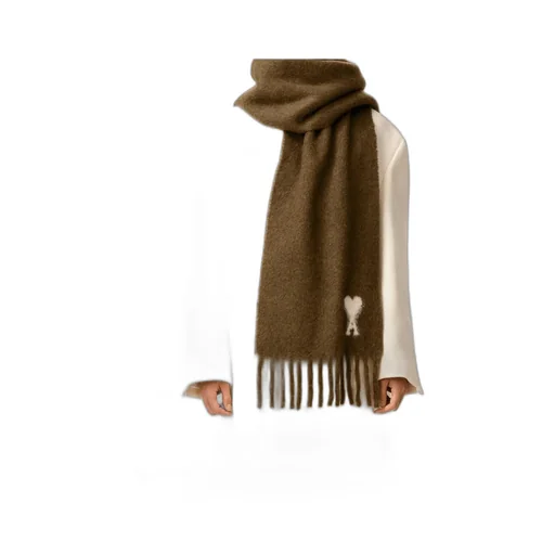Ami Paris Ami De Coeur Jacquard Fringed Scarf