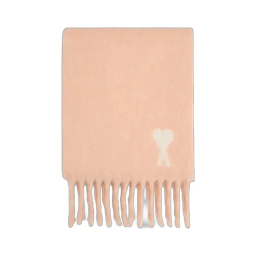 Ami Paris Logo Detailed Fringed-Hem Scarf