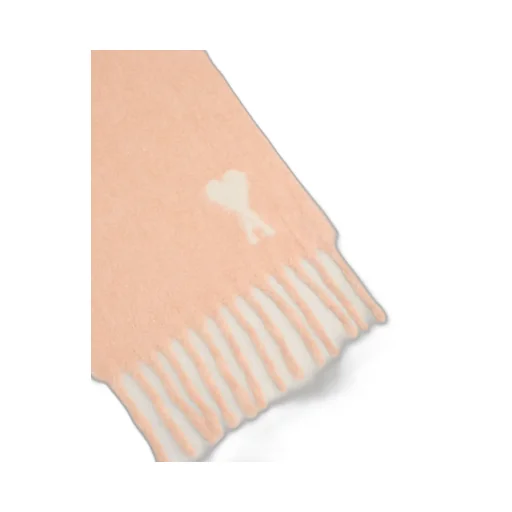 Ami Paris Logo Detailed Fringed-Hem Scarf