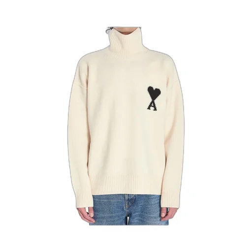 Ami Paris Ami De Coeur Turtleneck Logo Intarsia-Knit Jumper
