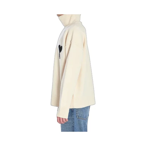 Ami Paris Ami De Coeur Turtleneck Logo Intarsia-Knit Jumper
