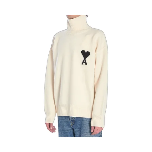 Ami Paris Ami De Coeur Turtleneck Logo Intarsia-Knit Jumper