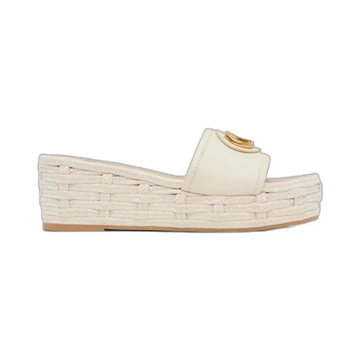 Logo-Plaque Woven Platform Slides