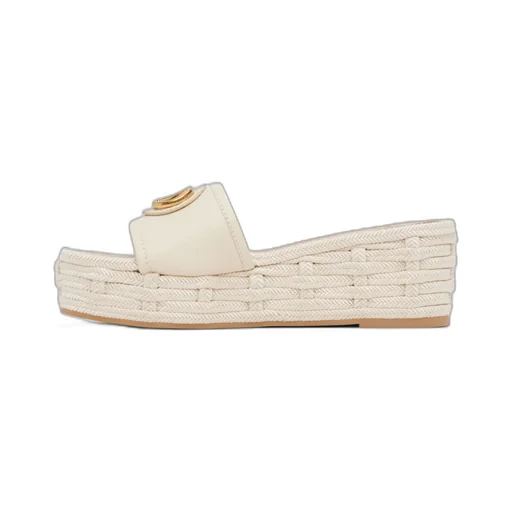 Logo-Plaque Woven Platform Slides