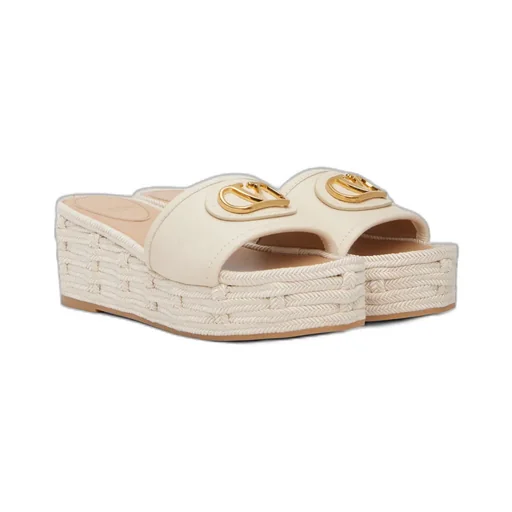 Logo-Plaque Woven Platform Slides
