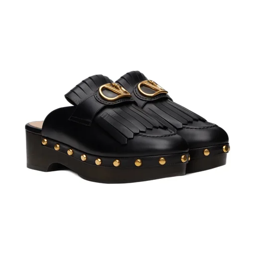 V-Logo Signature Fringed Mules