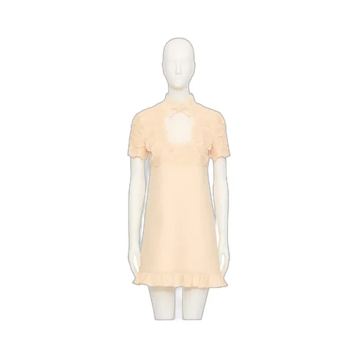 Embroidered Crepe Couture Short Dress