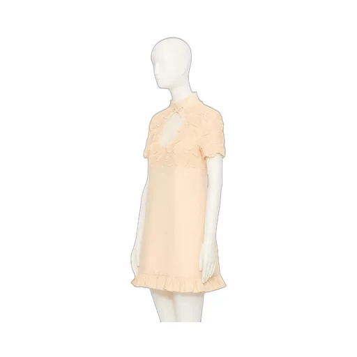 Embroidered Crepe Couture Short Dress