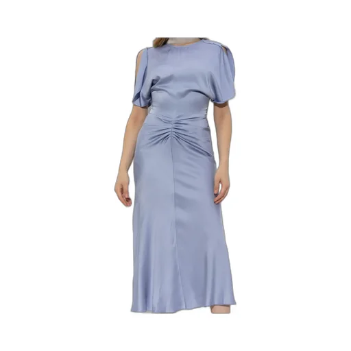 Victoria Beckham Puff-Sleeved Ruched Flared Dress