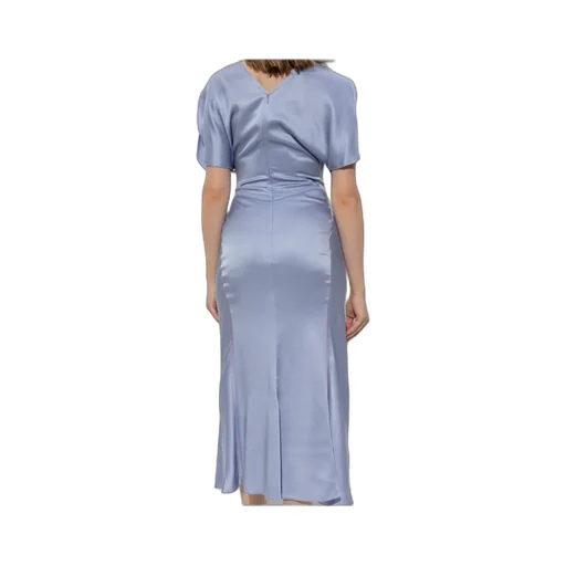 Victoria Beckham Puff-Sleeved Ruched Flared Dress