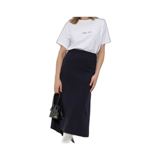 Asymmetric-Hem Midi Skirt