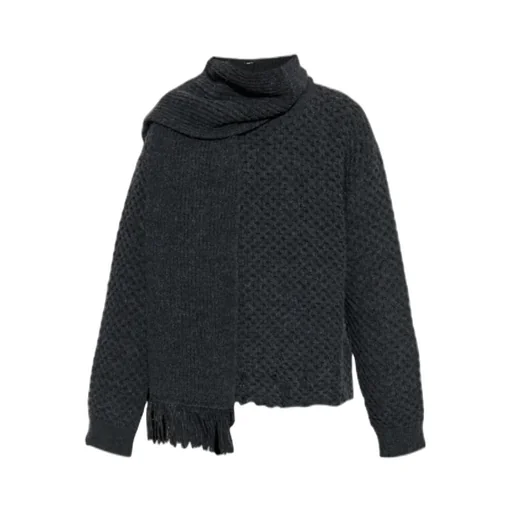 Mm6 Maison Margiela Fringed Scarf Knitted Pullover