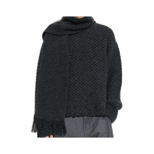 Mm6 Maison Margiela Fringed Scarf Knitted Pullover