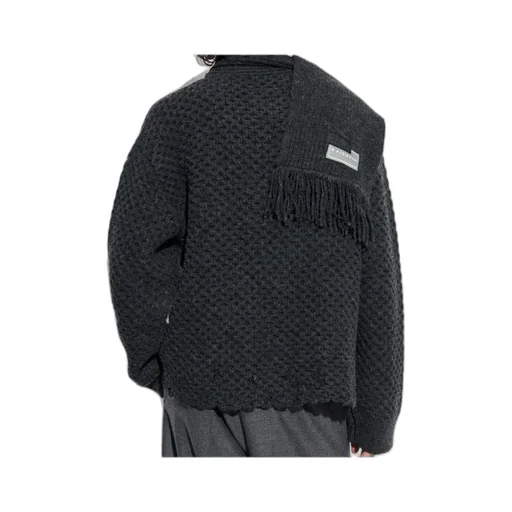 Mm6 Maison Margiela Fringed Scarf Knitted Pullover