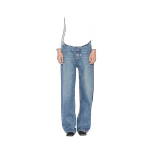 AlaÏA Contrast-Stitch Straight Leg Jeans