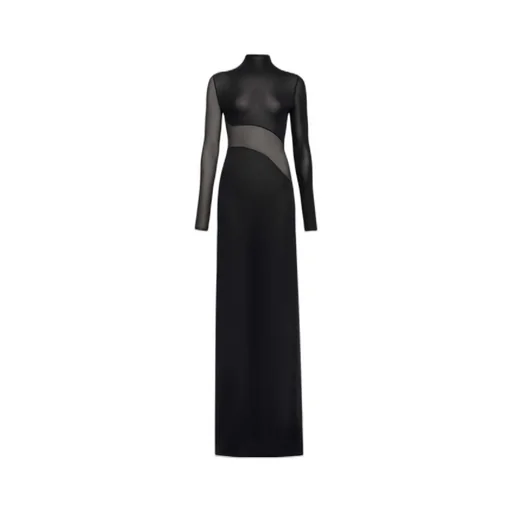Mesh-Panel Maxi Dress