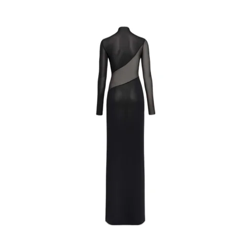 Mesh-Panel Maxi Dress