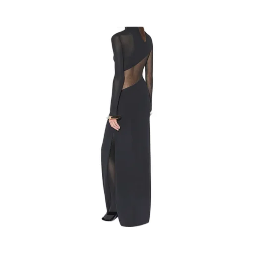 Mesh-Panel Maxi Dress