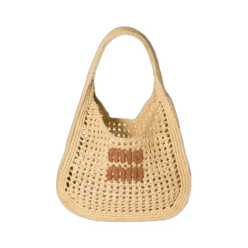 Raffia-Effect Woven Hobo Bag