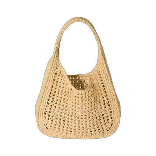 Raffia-Effect Woven Hobo Bag