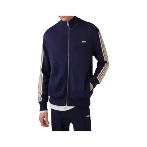 Stripe-Detail Zip-Up Sweatshirt