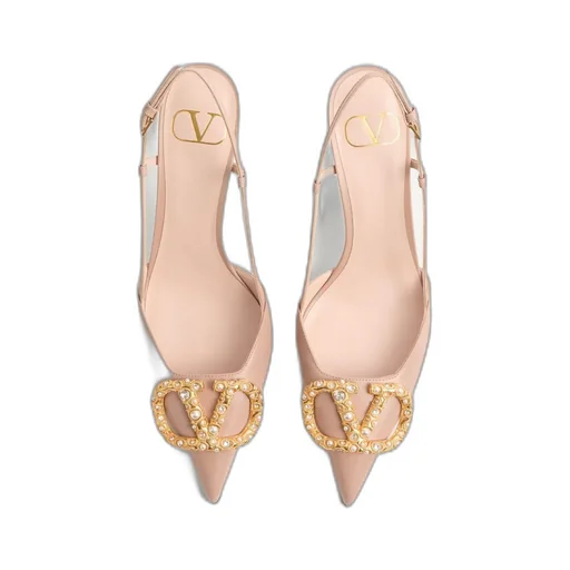 Vlogo Signature Slingback Calfskin Pump With Jewel Logo 80Mm