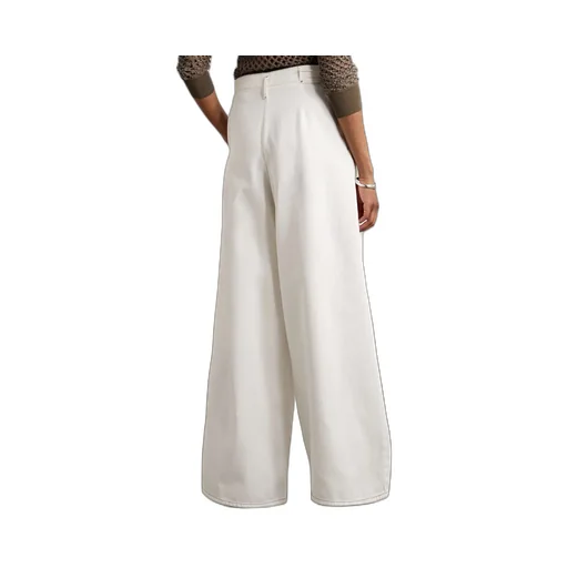 Pleated Denim Wide-Leg Pants