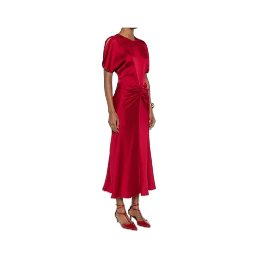 Victoria Beckham Puff-Sleeved Ruched Flared Dress