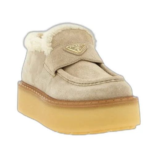 Prada Triangle-Logo Round-Toe Loafers