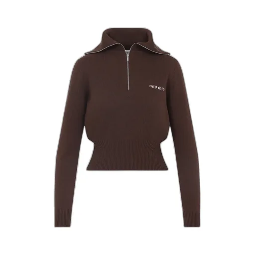 High-Neck Zip-Up Sweater