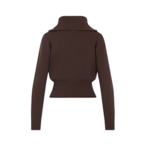 High-Neck Zip-Up Sweater