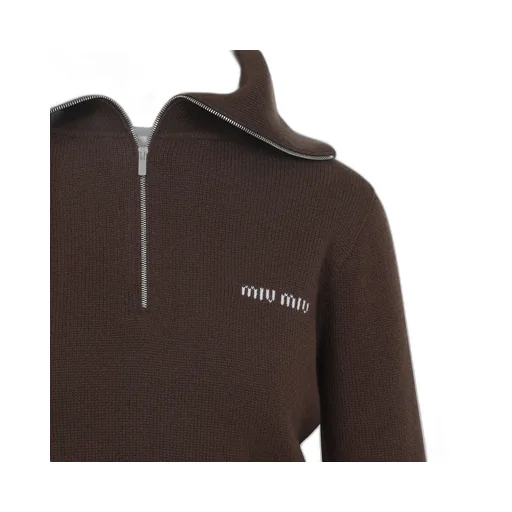 High-Neck Zip-Up Sweater