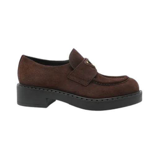 Prada Triangle-Logo Round-Toe Loafers