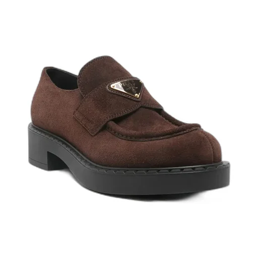 Prada Triangle-Logo Round-Toe Loafers
