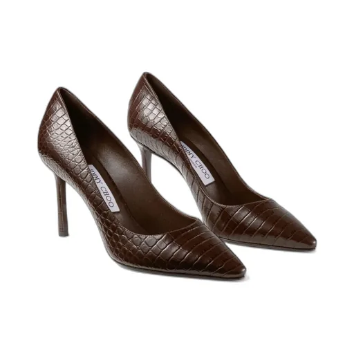 85Mm Romy Crocodile-Effect Pointed-Toe Pumps