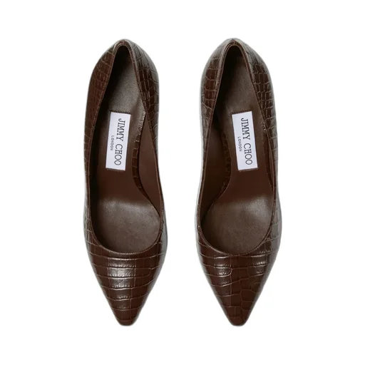 85Mm Romy Crocodile-Effect Pointed-Toe Pumps