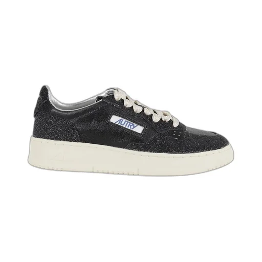 Medalist Glitter-Detail Leather Sneakers