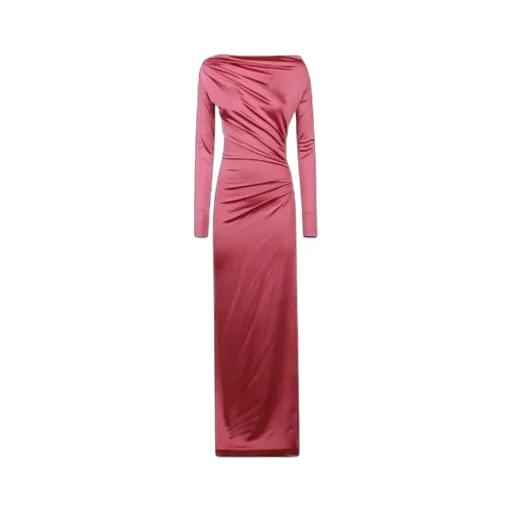 Victoria Beckham Off-Shoulder Draped Satin Gown