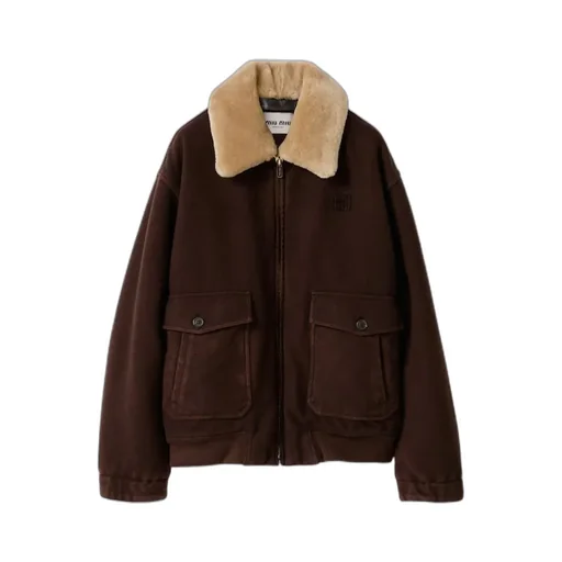 Garment-Dyed Wool Blouson With Shearling Collar