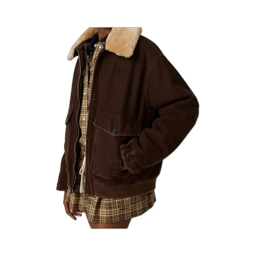 Garment-Dyed Wool Blouson With Shearling Collar